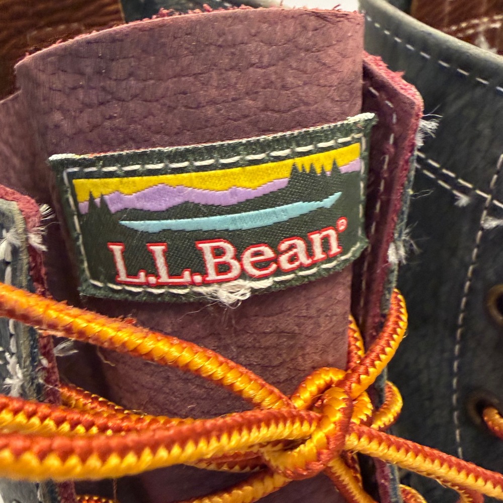LL Bean 6" Bean Boots Womens 9 M Multi-Tone Navy Burgundy Leather Duck Boots USA - Picture 4 of 10